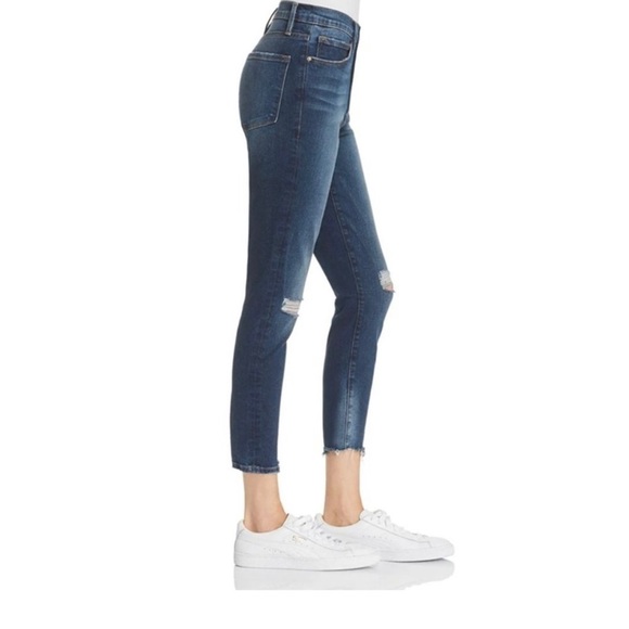 Frame Denim Ali High Rise Cigarette Jeans Morrisly Blue Distressed Raw Hem Sz 31 - Picture 1 of 13